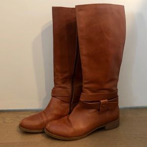 Nine West Knee High Tan Leather Riding Boot 9.5